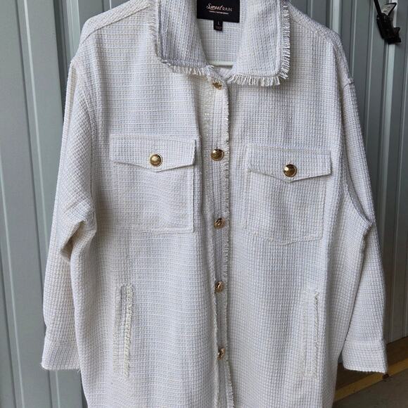 Sweet Rain young contemporary womens shacket button-front jacket/sweater sz. L - Picture 1 of 7